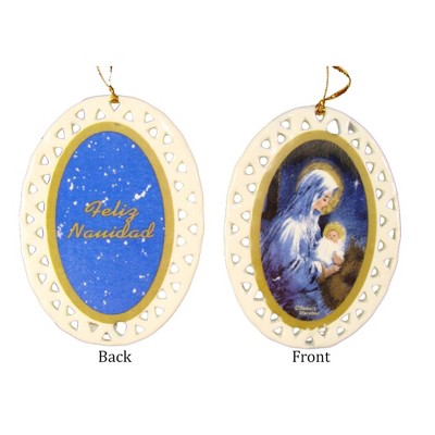 Northlight Club Pack of 192 Ivory and Blue Jesus with Holy Mary Christmas Ornaments 3.75"