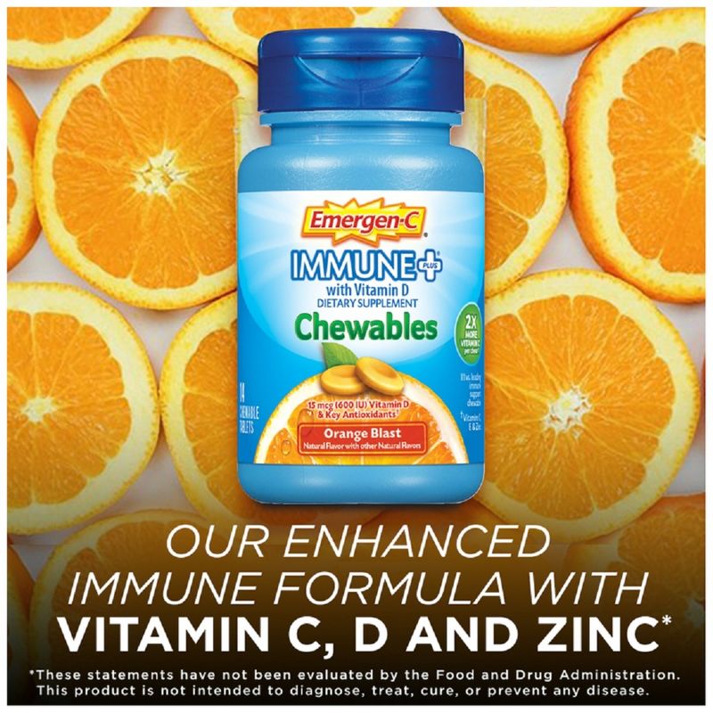 Emergen-C Immune+ Dietary Supplement Chewable Tablets with Vitamin D - Orange Blast - 42ct, 5 of 15