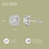 Gilded Lab-Grown Diamond Sterling Silver & 14KT Yellow Gold-Plated Silver Stud Earrings for Women, Cushion Halo Shaped, 1/4, 1/2, 1 Carat Total Weight - 4 of 4