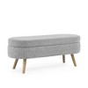 CAVINAS Storage Ottoman Bench, Ottoman Oval Storage Bench, Large Blanket Storage Bench, Rubber Wood Legs, Gray - 4 of 4