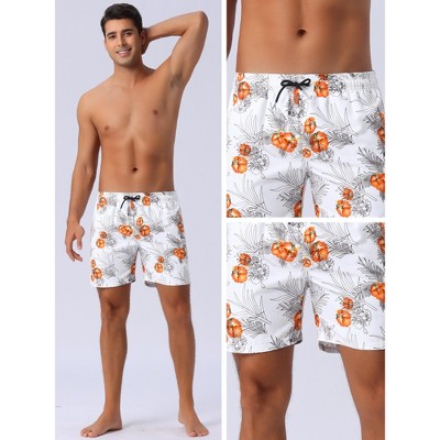 INSPIRE CHIC Men's Summer Hawaiian Pattern Drawstring Elastic Waist Mesh Lining Board Shorts White 28 — фото 4