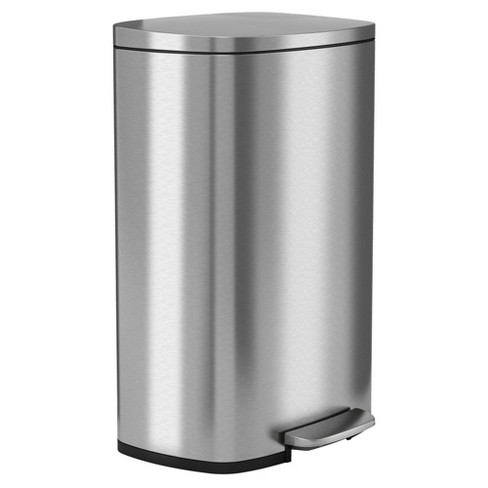 Itouchless Softstep Step Pedal Kitchen Trash Can With Absorbx Odor Filter  13.2 Gallon White Stainless Steel : Target