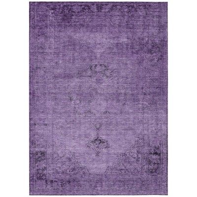 Purple Eggplant And Lavender Oriental Washable Indoor Outdoor Area Rug