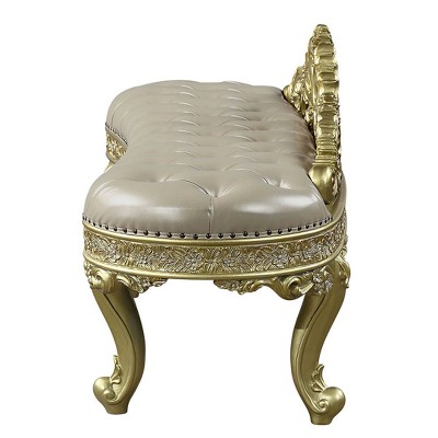 73" Light Gold PU Cabriole Bench with Storage and Metal Legs