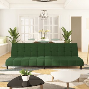 vidaXL 2-Seater Sofa Bed Dark Green Velvet - 1 of 4