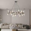 BAOURE 41in Golden Modern Chandelier Light Fixture with Frosted Tubes, Adjustable Height Pendant Light for Dining Room Living Room Kitchen Island - 4 of 4