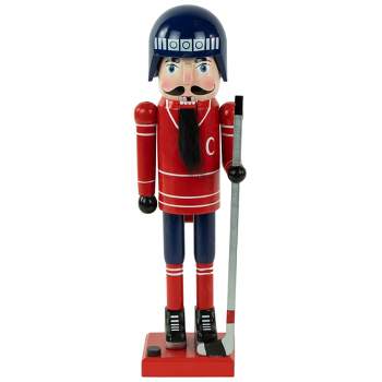 Northlight 14" Blue and Red Wooden Christmas Ice Hockey Player Nutcracker