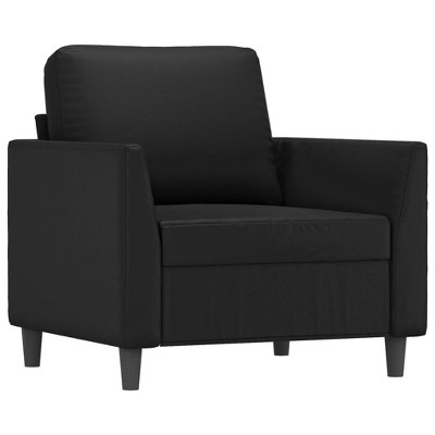 vidaXL Black Faux Leather Sofa Chair - Sturdy Metal Frame - Comfortable Padded Seat and Armrest - Modern Design