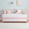 Twin Daybed with Trundle, Metal Day Bed Twin Size with Steel Slat Support, Modern Pull Out Day Bed Frame for Kids Room, Living Room, Guest Room - 3 of 4