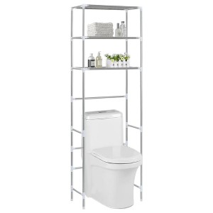 vidaXL 3-Tier Storage Rack over Toilet Silver 20.9 in.x11 in.x66.5 in. - 1 of 4