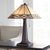 Robert Louis Tiffany Art Deco Accent Table Lamp 21.5" High Mission Bronze Stained Glass Shade for Living Room Family Bedroom Bedside Office - 2 of 4