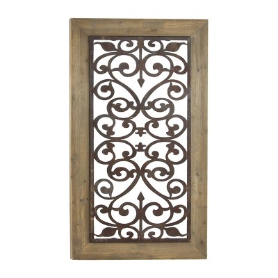 Rustic Wood Ornamental Decorative Wall Sculpture Brown - Olivia & May