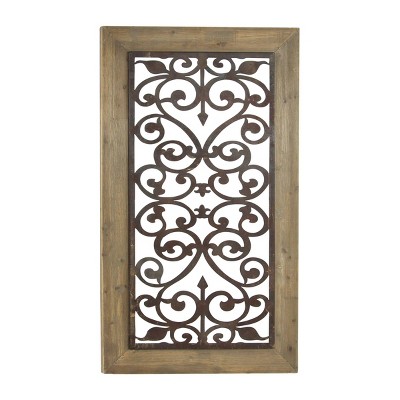 Rustic Wood Ornamental Decorative Wall Sculpture Brown - Olivia & May