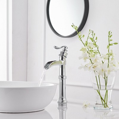 Polished Chrome Single-Handle Waterfall Vessel Bathroom Faucet