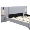 Kumasinova Chic Upholstered Bed Frame with Integrated Light&Shelves,Modern Minimalist Slatted Bed Frame,Queen/King Size Wooden Platform - 2 of 4