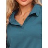cheibear Women's Waffle Knit Long Sleeve Top and Shorts with Pockets Pajamas Sets 2 Pcs - 4 of 4