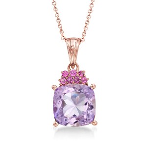 Ross-Simons 4.90 Carat Amethyst and .30 ct. t.w. Rhodolite Garnet Pendant Necklace in 18kt Rose Gold Over Sterling - 1 of 4