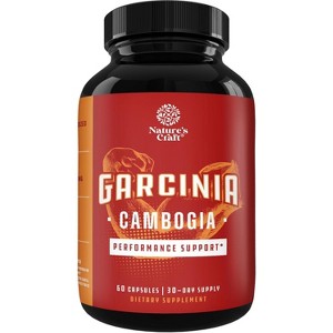 Garcinia Cambogia 95% HCA Capsules, Weight Loss Supplement with Hydroxycitric Acid & Chromium for Balance, Energy & Metabolism, Nature's Craft, 60ct - 1 of 4