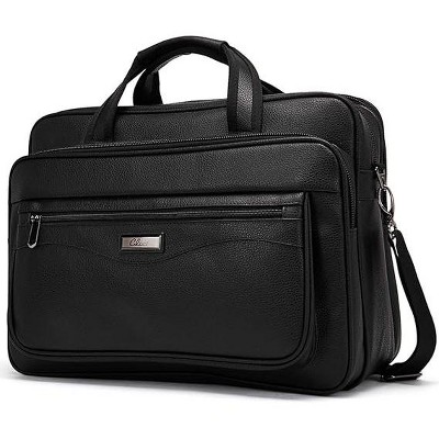 CLUCI Leather Briefcase for Men Large Capacity 15.6 Inch Laptop Business Travel Shoulder Bag