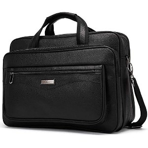 CLUCI Leather Briefcase for Men Large Capacity 15.6 Inch Laptop Business Travel Shoulder Bag - 1 of 3