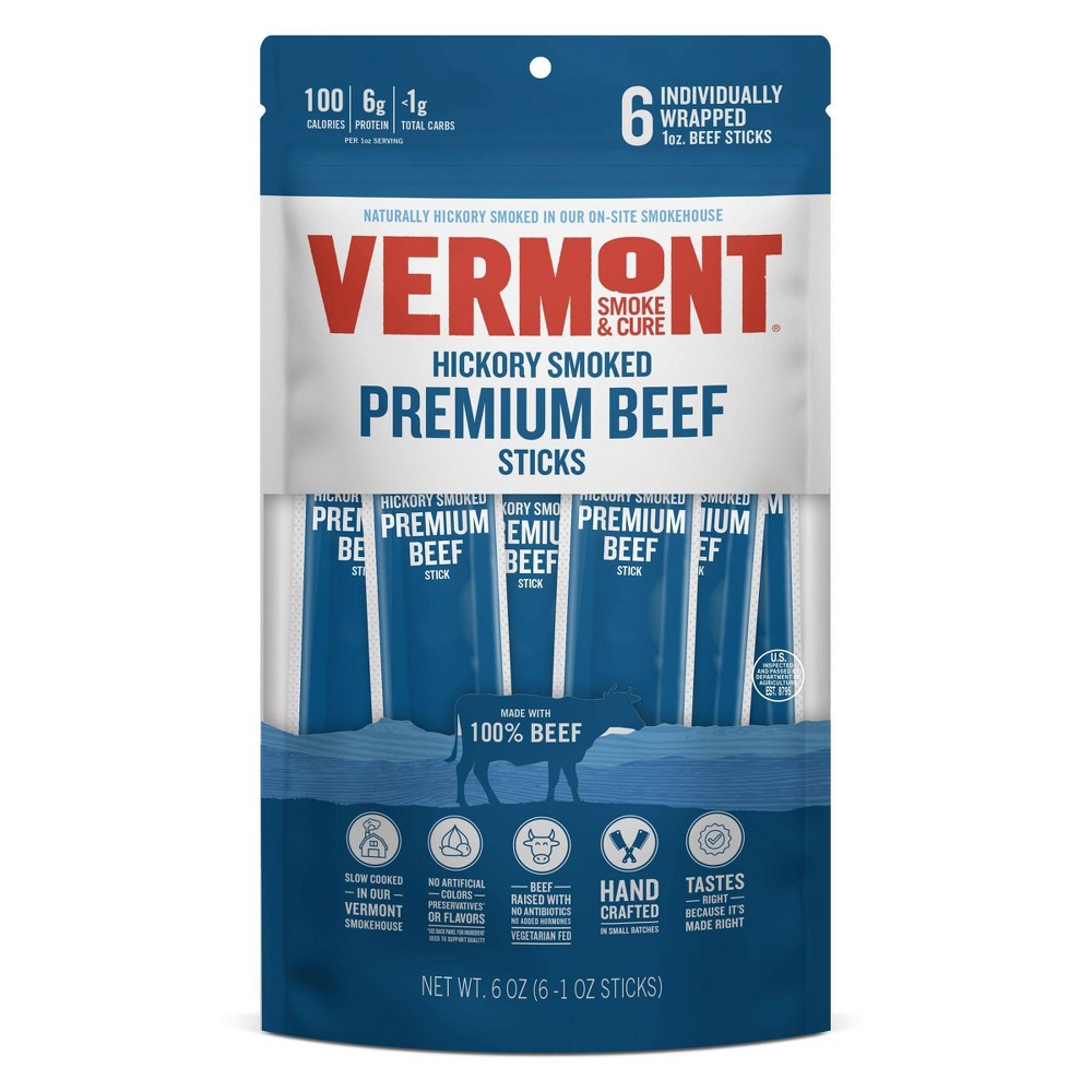 Vermont Smoke & Cure Premium Beef Full Size Meat Sticks Multipack - 6oz