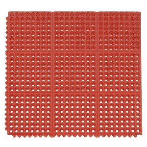 Winado 36 x 36 in. 4-Pack Interlocking Rubber Floor Mat Non-Slip Outdoor Shower Pool Drainage Mat in Red - 1 of 4