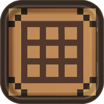 Minecraft 9" 8ct Dinner Paper Plates Brown/Black