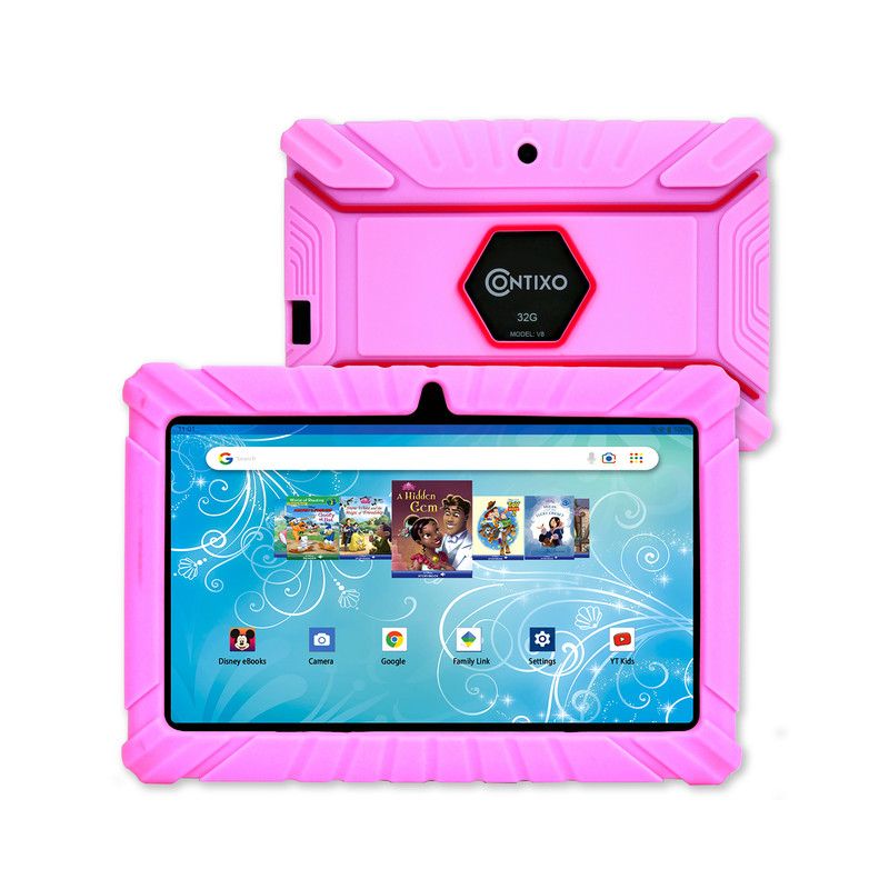 Contixo 7” V8-2 Kids Android 11 Bluetooth Wi-Fi Pro HD Tablet 16GB Featuring 50 Disney eBooks with headphones, 2 of 10