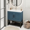Bathroom Vanity With Ceramic Sink And Hot And Cold Faucet,Freestanding Bathroom Storage Cabinet With 2 Doors And Open Iron Shelf-Maison Boucle - 3 of 4