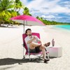 Costway 1/2 PCS Portable Beach Umbrella Chair with Hexagonal Parasol Comfy Armrest Breathable Seat Pink - 2 of 4