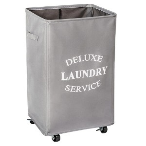 WOWLIVE Foldable Rectangular Deluxe Laundry Service Rolling Clothing Hamper Basket with Lockable Wheels for Laundry or Storage - 1 of 4