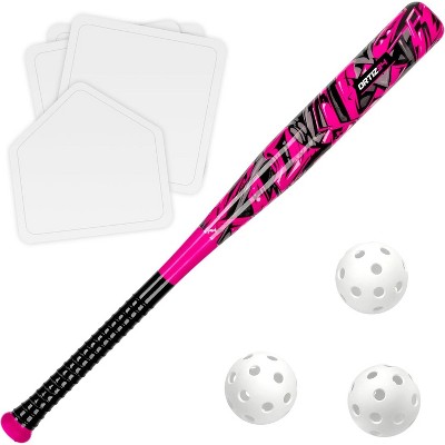 Ortiz34 Grand Slam Set- Graffiti Plastic Bat, David Ortiz Backyard Baseball Set with 3 Balls, 4 Throw Down Bases