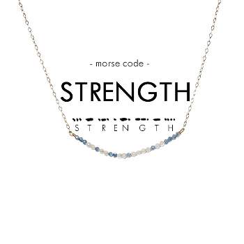 ETHIC GOODS Women's Dainty Stone Morse Code Necklace [STRENGTH]