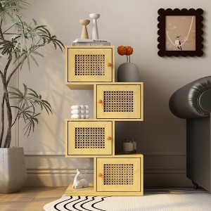 Famapy Contemporary Artistic Bookshelf: Blending Minimalist Aesthetics with Wickerwork Charm - 1 of 4