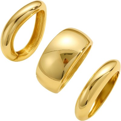 Chunky Gold Bangle Bracelets for Women - Set of 3 Dainty 14k Gold Plated Cuff Stackable Bangles, Alloy Fashion Jewelry Gifts