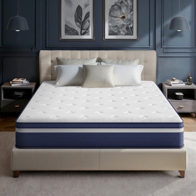 Swedrea Hybrid Mattress Breathable Medium Cooling Memory Foam Bed-in-a-Box White