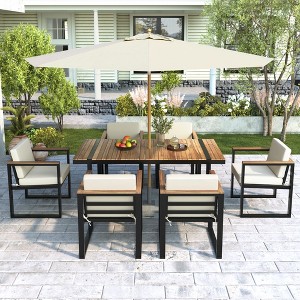 PAGED Patio Dining Set Outdoor Dining Table and Chair Set with Removable Cushions for Outdoor, Garden, Backyard - 1 of 4