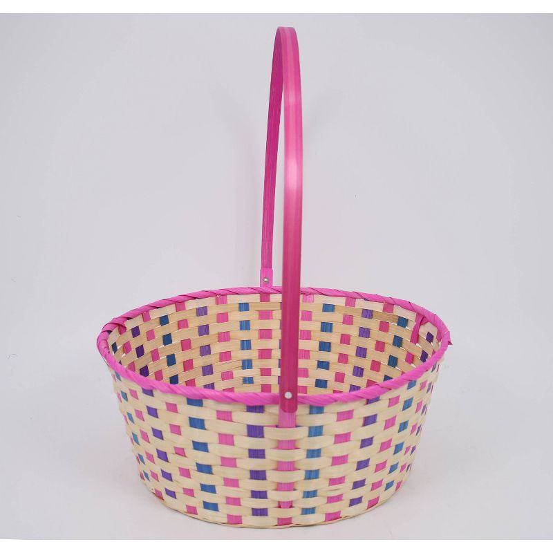 15&#34; Bamboo Easter Basket Warm Colorway Pink and Purple Mix - Spritz&#8482;, 3 of 4