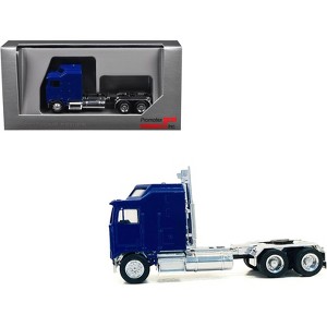 Kenworth K100 with 1-Bar Grill and X-Long Chrome Chassis Blue 1/87 (HO) Plastic Model Car by Promotex - 1 of 4