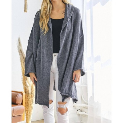 Women's Oversized Open Cardigan With Hood - DAVI & DANI