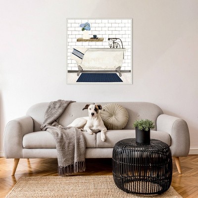 Farmhouse Bath I Tub White Canvas Wall Art with Floater Frame