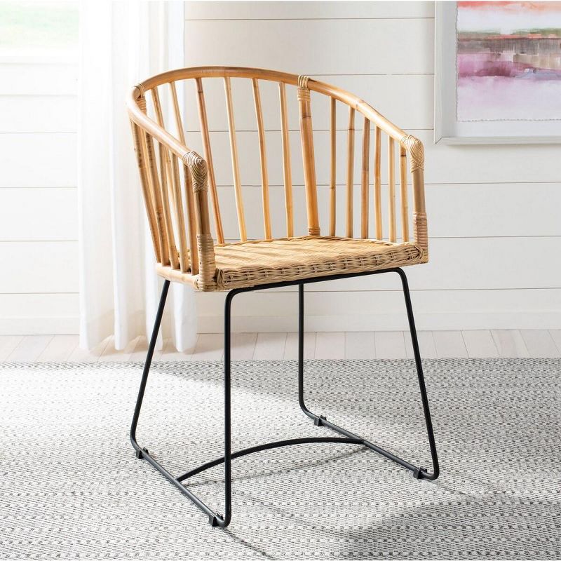 Siena Rattan Barrel Dining Chair - Natural/Black - Safavieh., 2 of 10