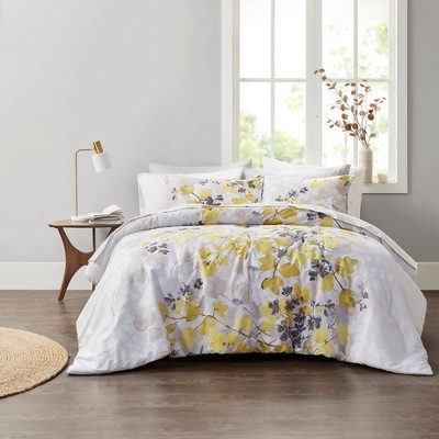 Twin XL Yellow Floral Microfiber Bed in a Bag Set