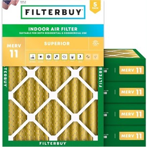 Filterbuy 19x22x4 Air Filter (5-Pack), Pleated MERV 11 Allergen Defense Replacement HVAC AC Furnace Filters (Actual Size: 19.00 x 22.00 x 3.63) - 1 of 4