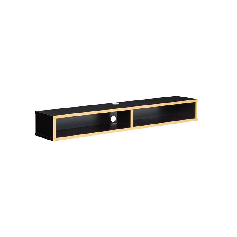 Astro Wood Wall Mounted 60" TV Stand in Black and Gold - Furniture of America, 4 of 7