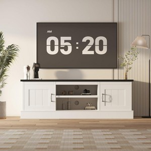 Farmhouse TV Stand for 65 Inch TVs Entertainment Center with Storage Cabinets Modern Media Console Table Rustic Wood Design for Living Room Office - 1 of 4