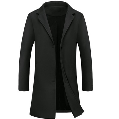 Lars Amadeus Men's Notched Lapel Single Breasted Formal Long Coat