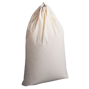 Cotton Laundry Bag, Large, 100% Cotton, Drawstring Top with Cord Lock, Machine Washable, Natural - 1 of 4