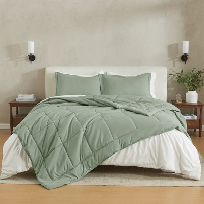 Solid / Printed Reversible Comforter and Sham Set - Great Bay Home