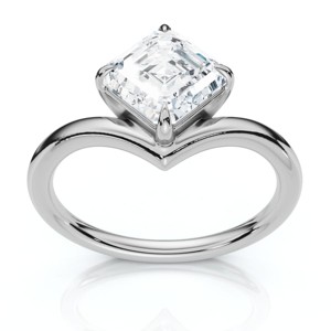 Pompeii3 1Ct V Asscher Cut Diamond Engagement Ring 14k Gold or Platinum Lab Created EF/VS - 1 of 4